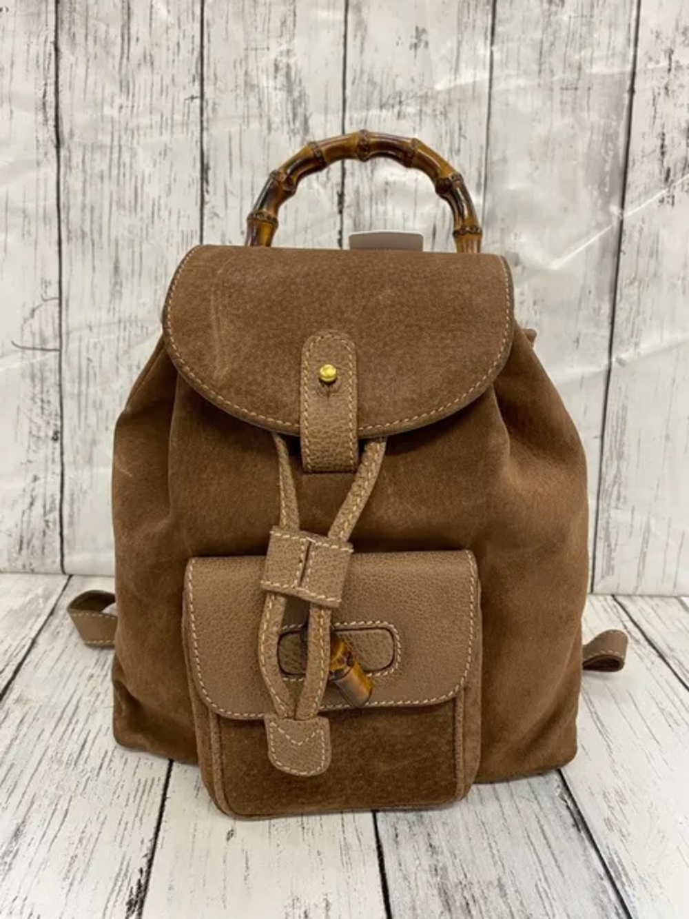 Vintage Gucci Bamboo Mini Backpack – Brown Suede